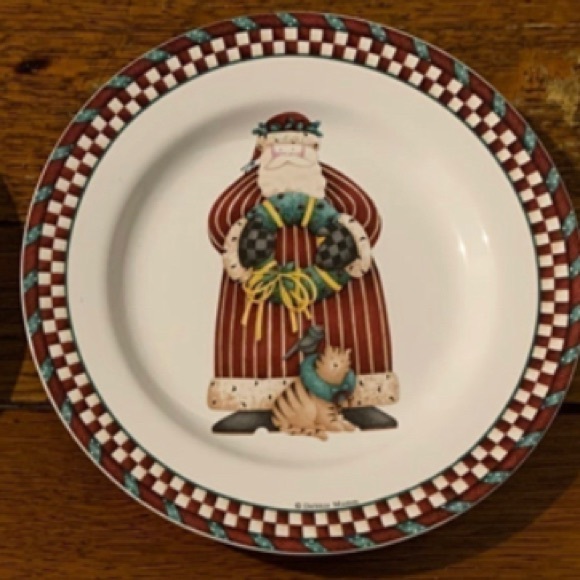 Debbie Mumm Sakura Santa’s Spirit 4 Dessert Plates Set cookies Christmas holiday - Picture 4 of 7
